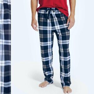 NAUTICA Fleece Plaid Sleepwear Lounge Pants Pajamas Super Soft Side Pockets Blue